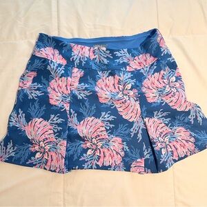 Lilly Pulitzer Blue Athletic Skirt with Pink Floral Trim